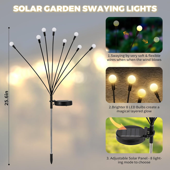 4 Pack Solar Garden Lights, 32 LED Firely Lights Outdoor
