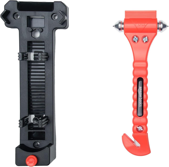 Emergency Escape Tool, Window Breaker and Seatbelt Cutter, Car Safety Hammer with Protective Bracket, Bright Orange, 2 P