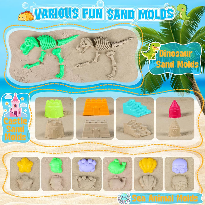 ERHAlCAT Beach Toys with Sand Molds, Collapsible Bucket for Kids Ages 3-12
