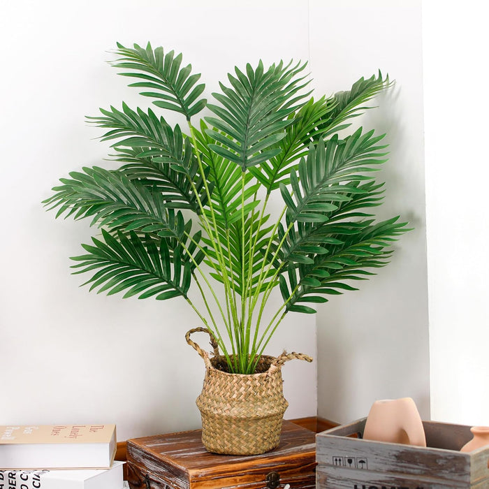 28" Fake Palm Tree, Artificial Floor Plant with Boho Woven Basket