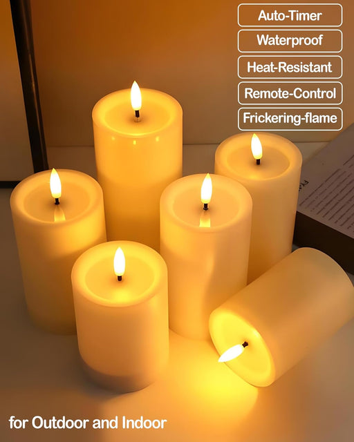 3"x4" Outdoor Waterproof Flameless Candles with Remote Timers Battery