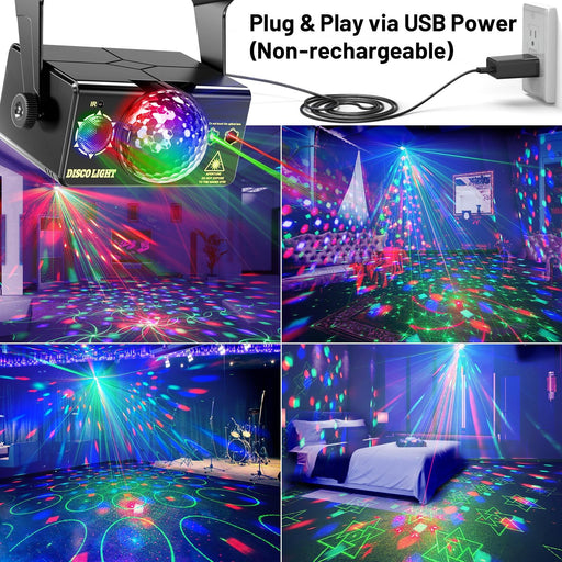 Party Lights, DJ Disco Light Disco Ball Light Sound Activated Strobe Stage Lights for Parties Birthday Christmas Gift Wedding Karaoke Bar Club Pub Dance Home Living Room Halloween Decorations