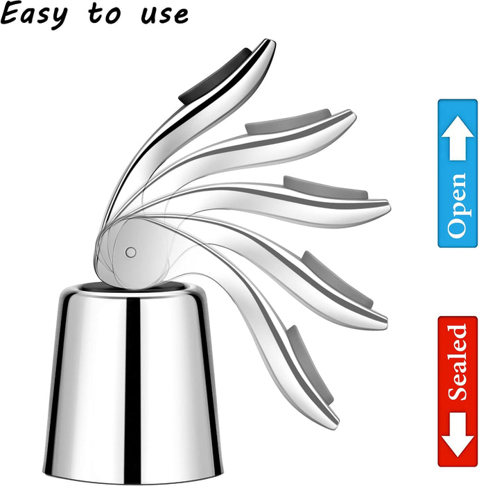 2-Pack Wine Stoppers, Airtight Seals to Keep Wine Fresh, Easy Press-to-Seal