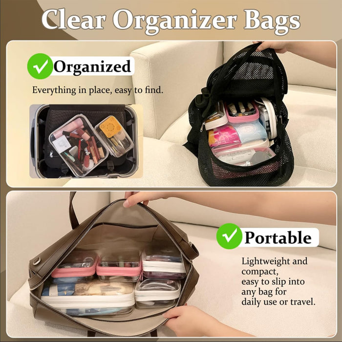 Clear Zipper Pouches, Hard Shell Zipper Case (M+3S)