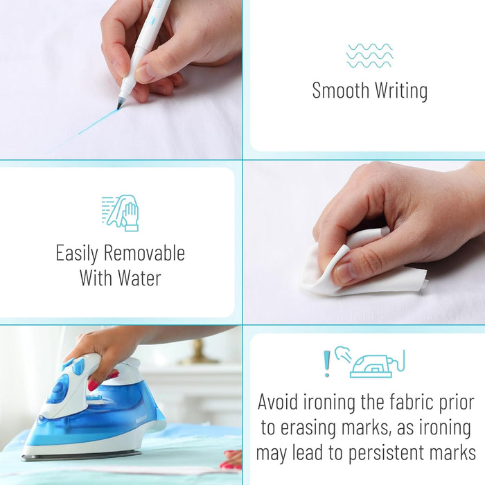 - Washable Fabric Markers for Sewing, 5 Pack, Blue
