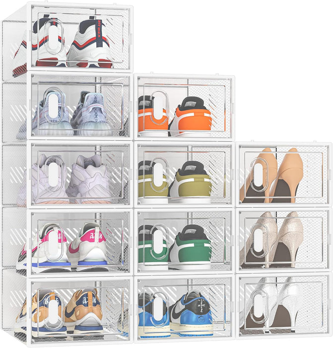 Clear Shoe Storage Boxes, Stackable Shoe Organizer for Closet