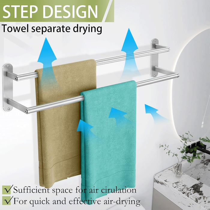 Towel Rack for Bathroom, Double Towel Bar 24Inch, Stainless Steel Bathroom Towel Holder, Double Towel Hanger Wall Mounte