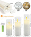 Flickering Flameless Candles Battery Operated with Remote and 2/4/6/8 H Timer Acrylic Led Pillar Candles Pack of 9 (appr D2.3"xH5.5"6.5"7.5")with Realistic 3D Wick Candles for Home Decor(White)