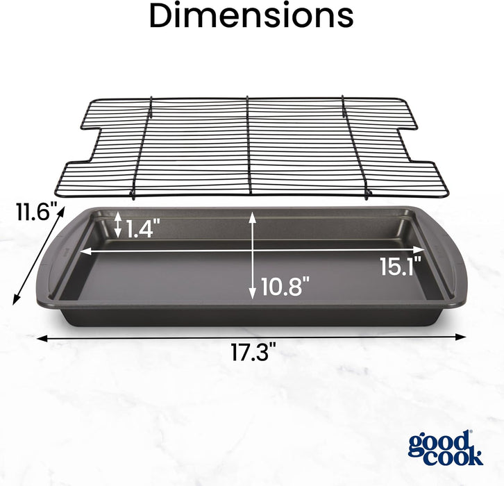 Nonstick Carbon Steel Baking Pan & Raised Wire Rack, 15x10.5-Inch