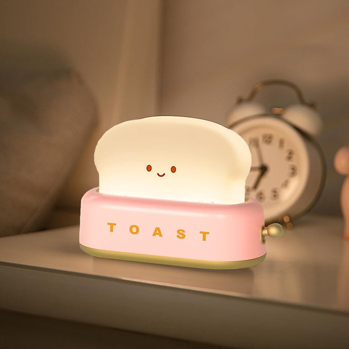Red LED Night Light Rechargeable and Portable Light with Timer Cute Toast Bread Lamp Desk Decor Toaster Lamp Kawaii Christmas Ideas for Baby Kids Girls Teens Teenages
