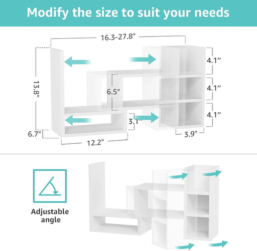 Desk Shelves Desktop Organizer Shelf - White Office Organization for Top of Desk Organizers and Accessories Corner Bookshelf Table Top Shelving Small Hutch Decorations for Women Office
