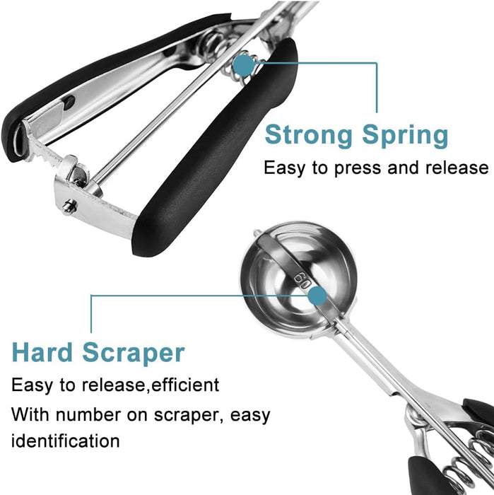 Cookie Scoop Set, Include 1 Tbsp/2 Tbsp/3 Tbsp, Cookie Dough Scoop, Cookie Scoops for Baking Set of 3, 18/8 Stainless St