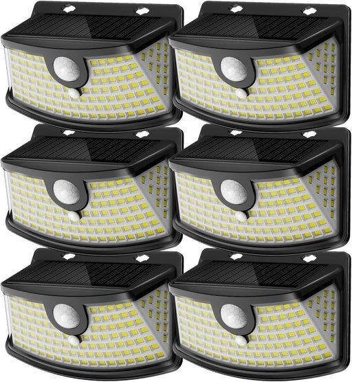 Solar Motion Sensor Lights Outdoor 120 LEDs, Black, 6 Pack