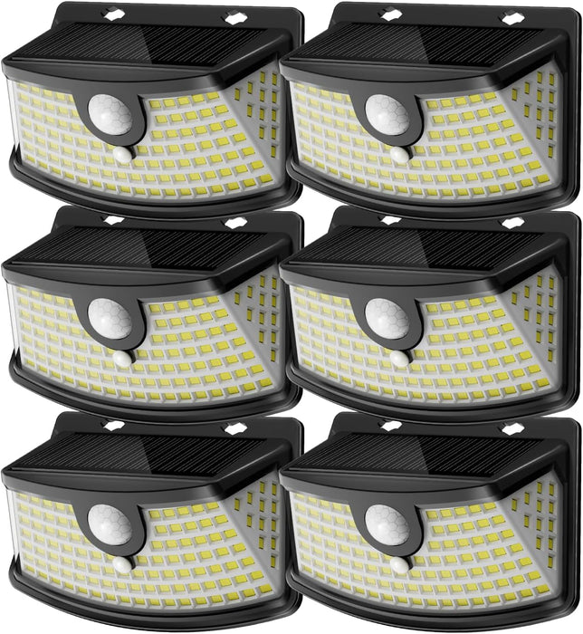 Solar Motion Sensor Lights Outdoor 120 LEDs, Black, 6 Pack