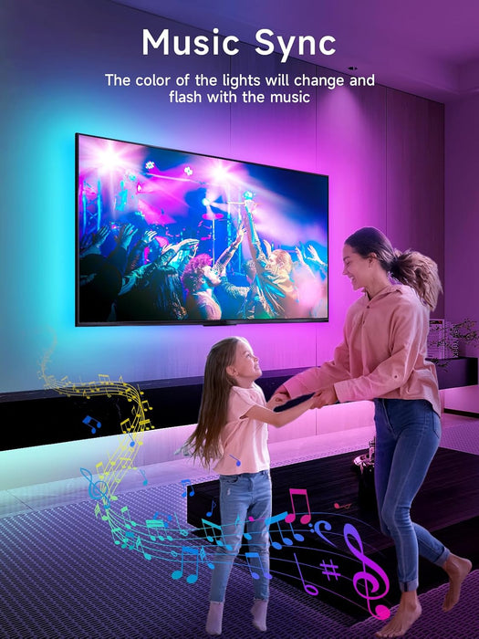 LED Lights for TV, 16.4ft TV LED Backlight for 45-75 Inch TVs, RGB TV Backlight Behind with Music Sync, Smart APP and Button Control Strip Lights USB Powered for Bedroom/Gaming
