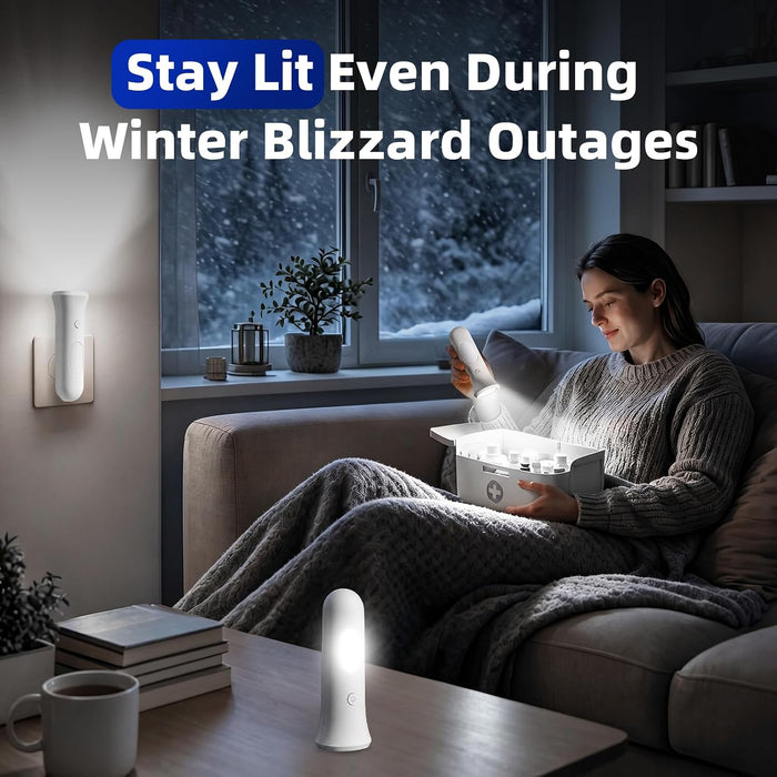 4 in 1 Emergency Lights for Home Power Failure, 3 Pcs Rechargeable LED Flashlight Plug in Wall, Automatic Turn-On Power Outage Night Light Flashlight for Hurricane Preparedness Items