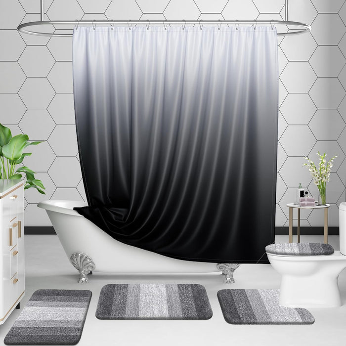 Micorfiber Bathroom Rug Set 2 Piece, Soft Absorbent Bath Mats, Grey
