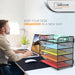 Letter Tray Paper Organizer 5-Tier Desk Organizer File Organizer Paper Holder with Handle, Metal Desktop Document Shelf Tray Office Classroom Organization - Black