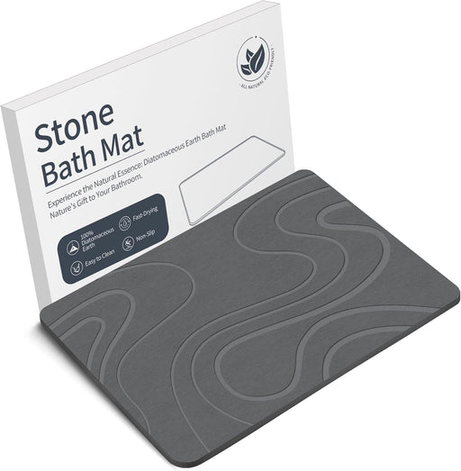 Stone Bath Mat, Diatomaceous Earth Bath Mat, Shower Mat Grey