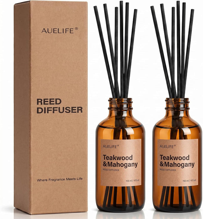 Reed Diffuser Set, Teakwood & Mahogany Scent Diffuser 2 Pack 8Fl Oz