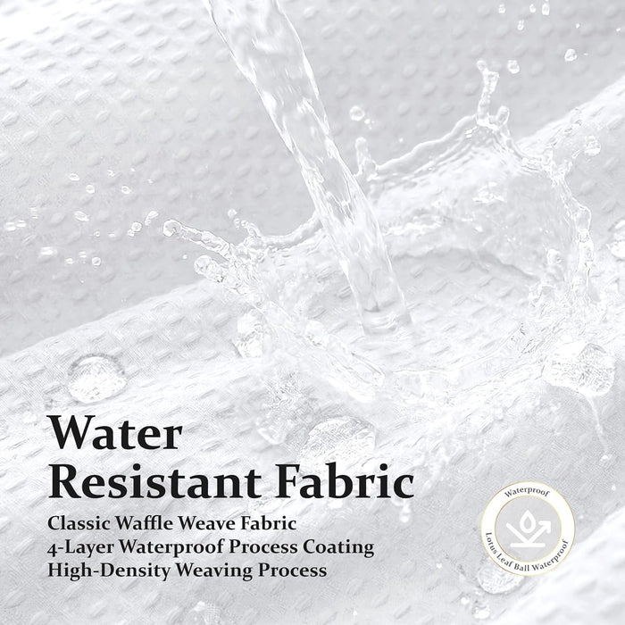 Waffle Shower Curtain 256 GSM Heavy Duty Fabric 72"x72" White