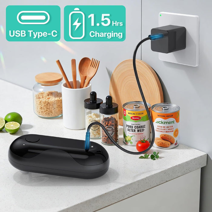 Electric Can Opener, Auto-Stop, USB-C Rechargeable, Side-Cut Smooth Edge, Hands Free Automatic Can Opener for Seniors & Arthritis Patients (Black)