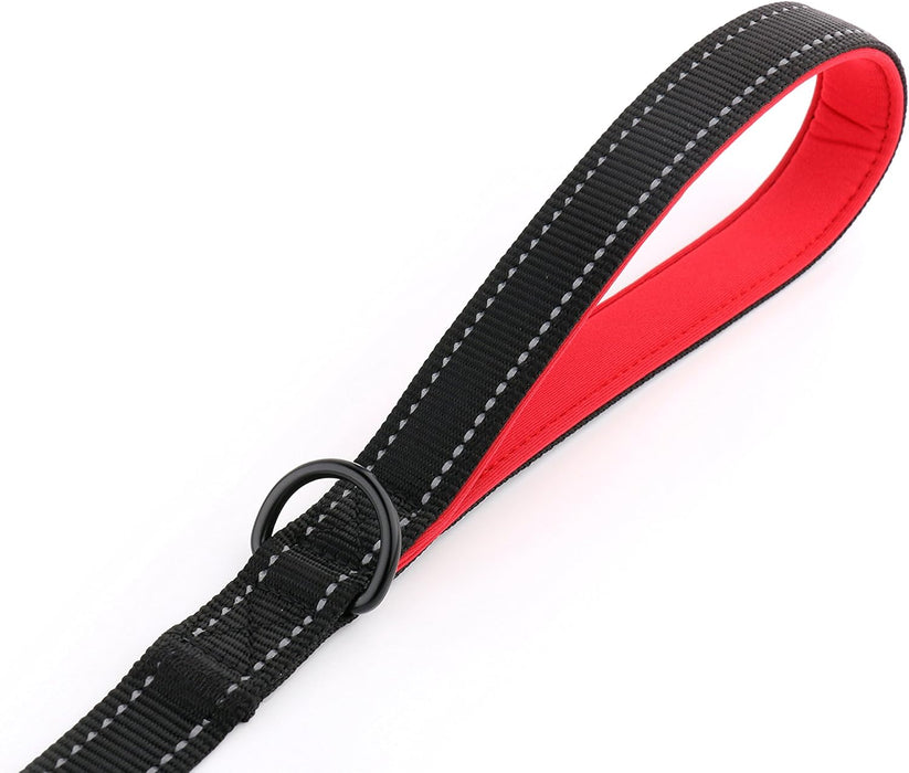 6 ft Reflective Dual-Handle Dog Leash — Black