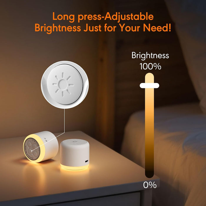 White Noise Machine with Night Light, 18 Soothing Sounds Portable Sound Machine for Baby Adults, Mini Travel Sound Machine for Sleeping with Memory Timer, Office Hotel Gift
