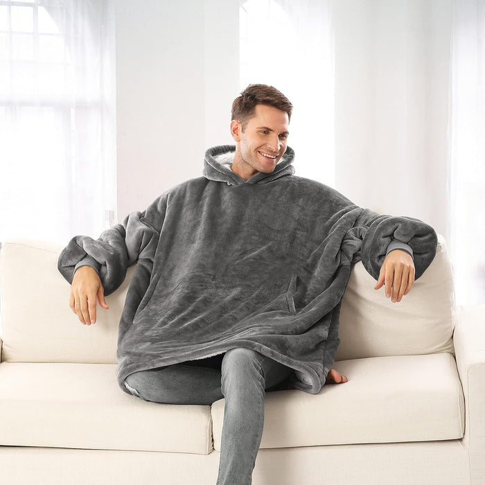Wearable Blanket Hoodie, Oversized Sherpa Hooded Blanket Sweatshirt, Super Warm and Cozy Hoodie Blanket for Women Men Adults