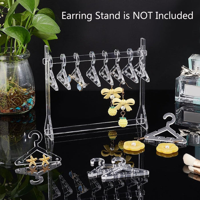 30pcs Clothes Hanger Clear Earring Holder Mini Hanger Rack Jewelry Display Dangle Earring Hanging Organizer Acrylic Ear Studs Display Rack for Retail Show Personal Exhibition(Only Hanger)