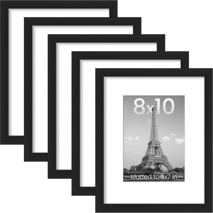 8x10 Picture Frames, Gallery Wall Frames Set of 5, Black