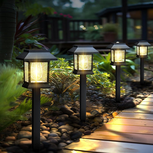 Solar Lights Outdoor,12 Pack 3000K Waterproof Auto On/Off Solar Pathway Lights for Your Garden, Landscape, Path, Yard, P