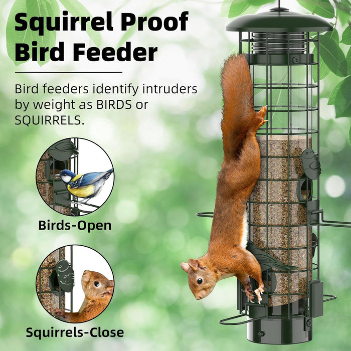 Squirrel Proof Bird Feeder,Metal Mesh Bird Feeders for Outdoors Hanging,Gravity Protection Squirrel Proof Wild Bird Feed