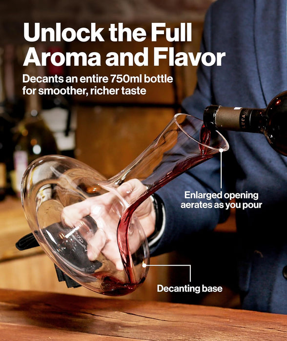 Large Elegant Crystal Wine Decanter with Built-in Aerator