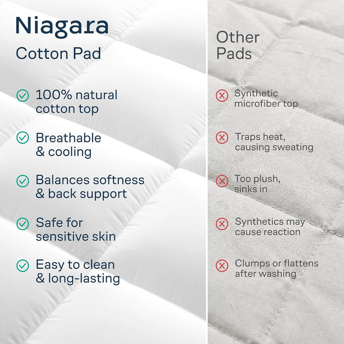 100% Cotton Top Queen Size Mattress Pad, Pillow Top