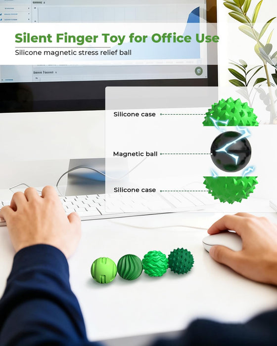 Silicone Magnetic Sensory Balls Fidget Toys,4 Pack Office Stress Toys,Black