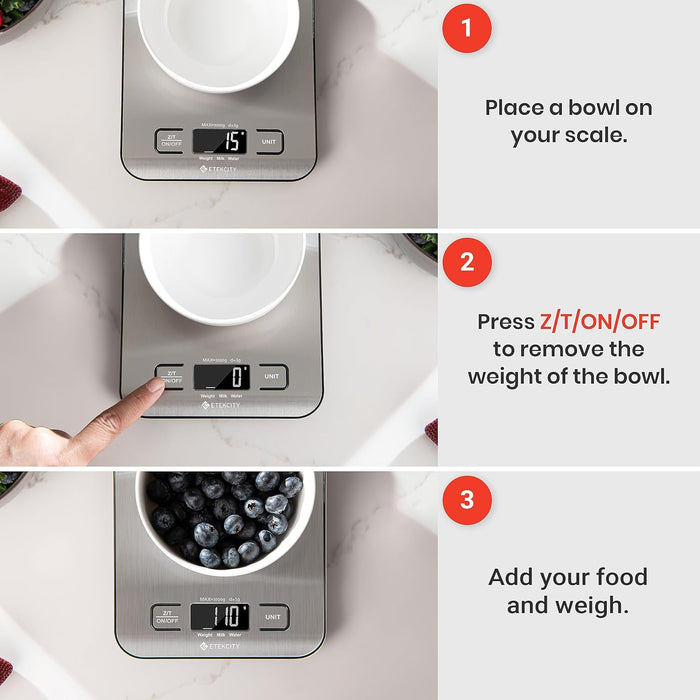 Food Kitchen Scale, Digital Grams and Ounces, 11lb