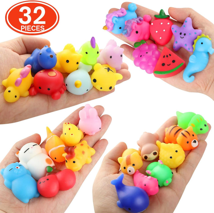 Squishies, 32 Pack Mochi Squishy Toys - Kawaii Cat Squishys Slow Rising Animals - Party Favors, Goodie Bag, Birthday Gif