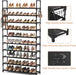 10 Tier Shoe Rack Tall Large Capacity Wide Shoe Organizer with Two Hooks Sturdy Metal Shoe Shelf for Entryway, Closet, B