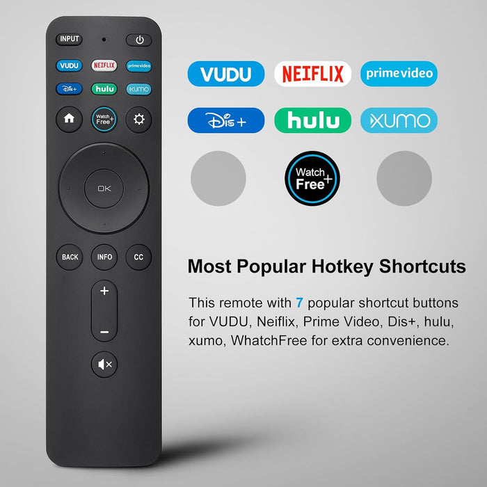 Universal Remote Replacement XRT260 for All VIZIO Smart TV Smartcast 4K P-Series V-Series D-Series M-Series XRT136 XRT140, with Buttons for Netflix Disney Prime Video Hulu (No Voice Function)