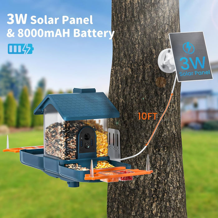 Smart Solar Bird Feeder with Camera & Outdoor Bird Bath
