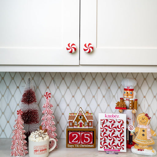 12pk Red Peppermint Decorative Knob Covers for Christmas Holiday