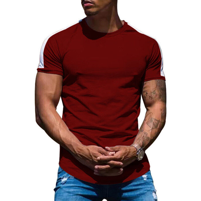 Mens Casual round Curved Hem T-Shirt Men Sport Fashion Short Sleeve T Shirts