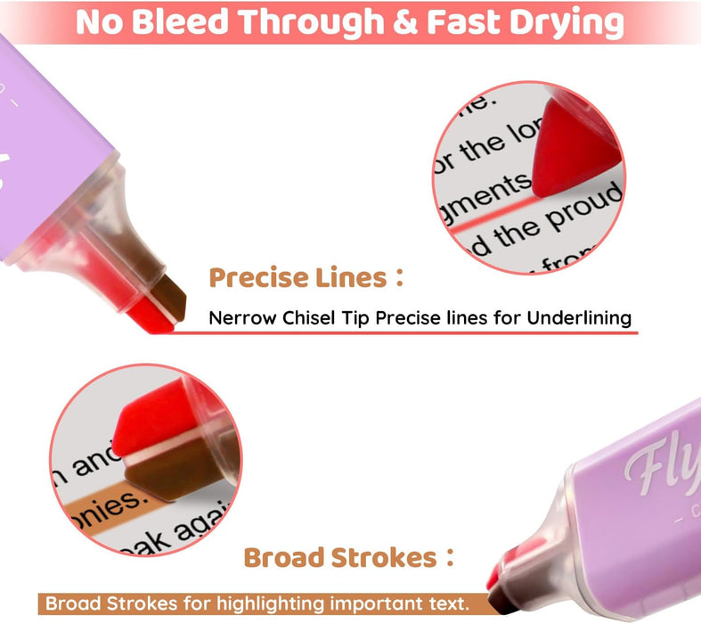 Pastel Highlighters, Cute 4 Pack 16 Colors Dual Tip No Bleed