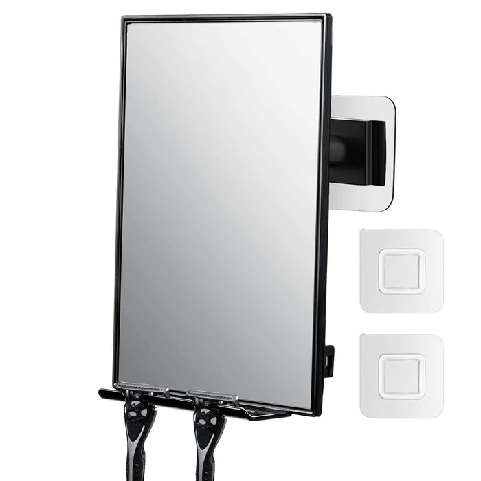 Shower Mirror for Shaving & Washing Your Face with a Squeegee - Built-in Two Razor Holder, 360°Rotation Adjustable Shavi