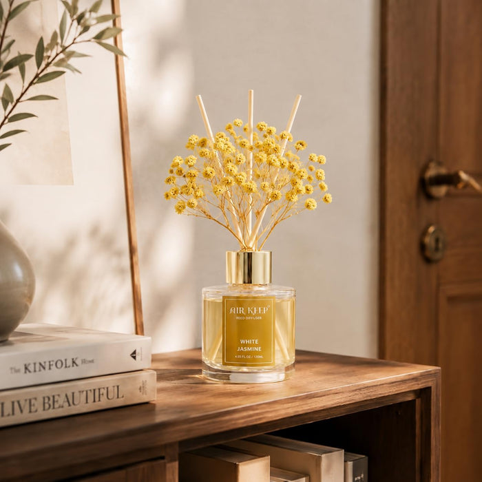 Reed Diffuser Set of 3,Clean Cotton White Jasmine White Tea Oil Reed Diffusers for Bedroom Living Room Office Aromatherapy Oil Reed Diffuser for Gift 50ml x 3