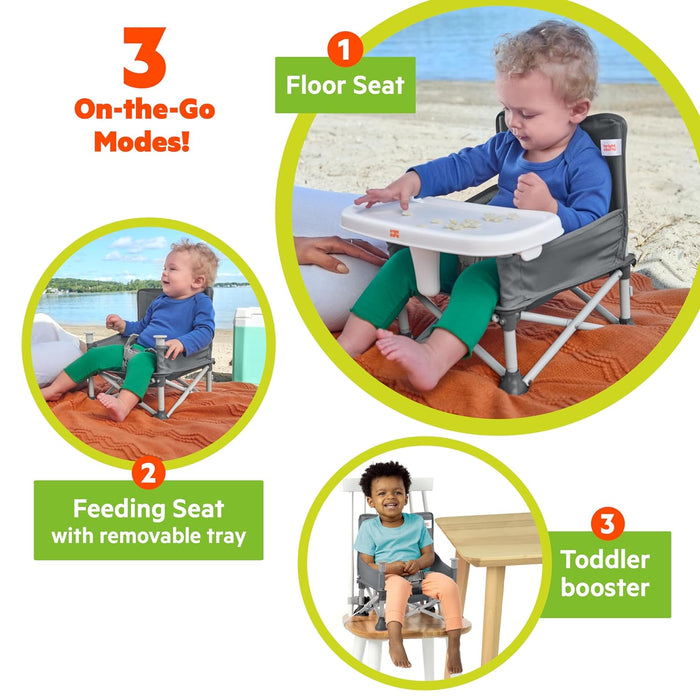 Pop ‘N Sit Portable Booster Seat, 3-in-1 Floor Seat, Travel High Chair & Toddler Booster with Feeding Tray, Indoor/Outdo