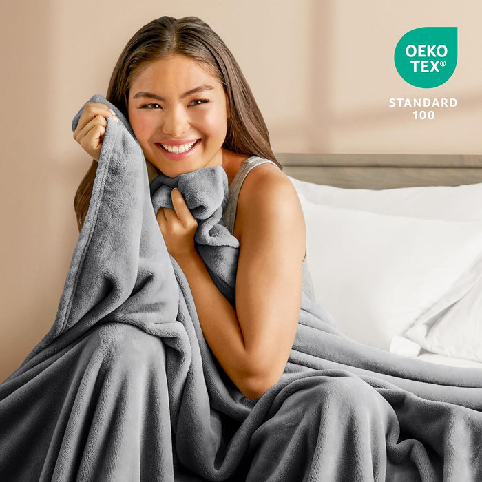 Fleece Blanket Luxury Microplush (Full/Queen, Grey)