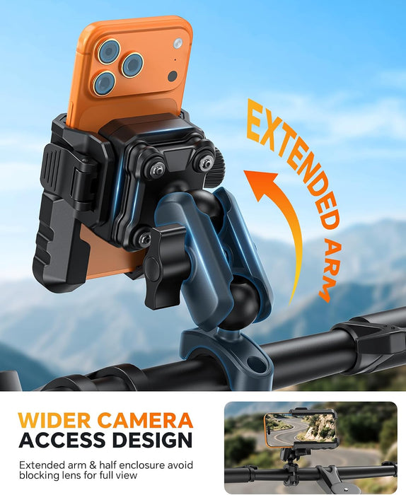 Motorcycle Phone Mount Anti-Theft, Camera-Friendly Bike Phone Holder