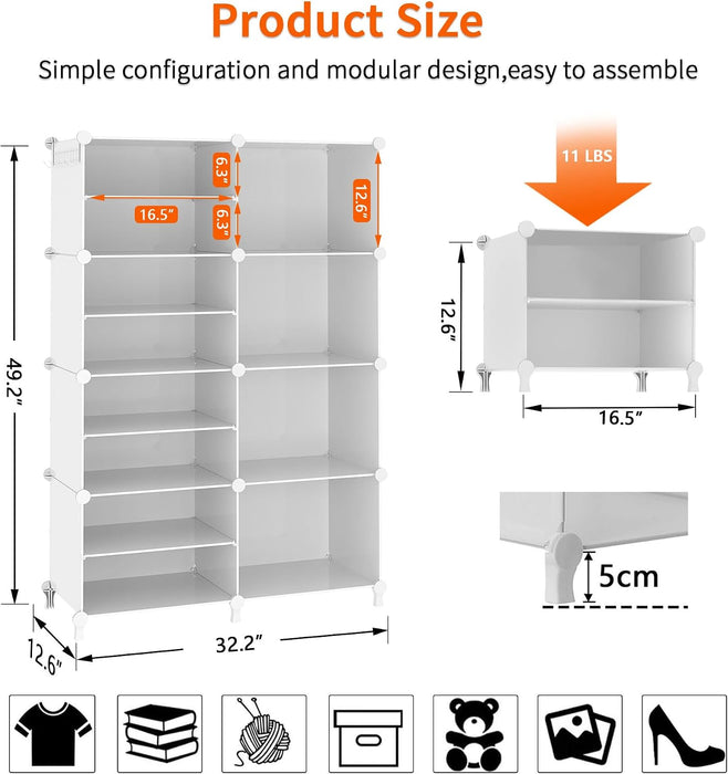 Closet Organizer 8 Cube Storage Shelves, White